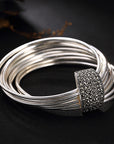 Sterling Silver Multi-ring Glossy Markerite Bracelet women