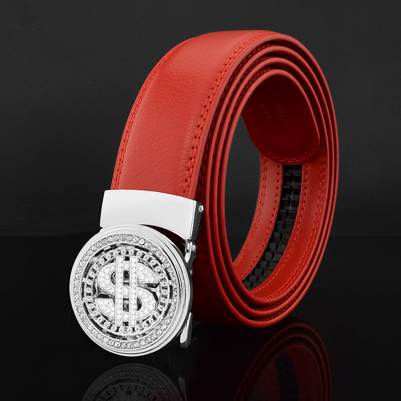 Belt Men&#39;s Leather Automatic Buckle