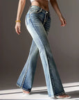 Women’s Vintage Embroidered Bootcut Jeans – Timeless Denim with a Modern Twist