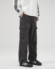 Pocket Washed Cargo Pants Men's Pleated Loose Wide-leg Cotton Casual Trousers