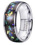 8mm Inlaid Galaxy Broken Opal Tungsten Ring MEN