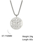 Fashion Real Gold Plating Cut Hollow Ring Merkaba Pendant 304 Material Stainless Steel Necklace