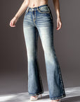 Women’s Vintage Embroidered Bootcut Jeans – Timeless Denim with a Modern Twist