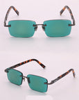 Dark Green Frameless Trimmed Sunglasses