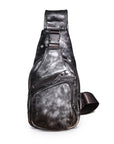 Men’s Genuine Cowhide Leather Chest Bag – Simple Retro Crossbody Satchel