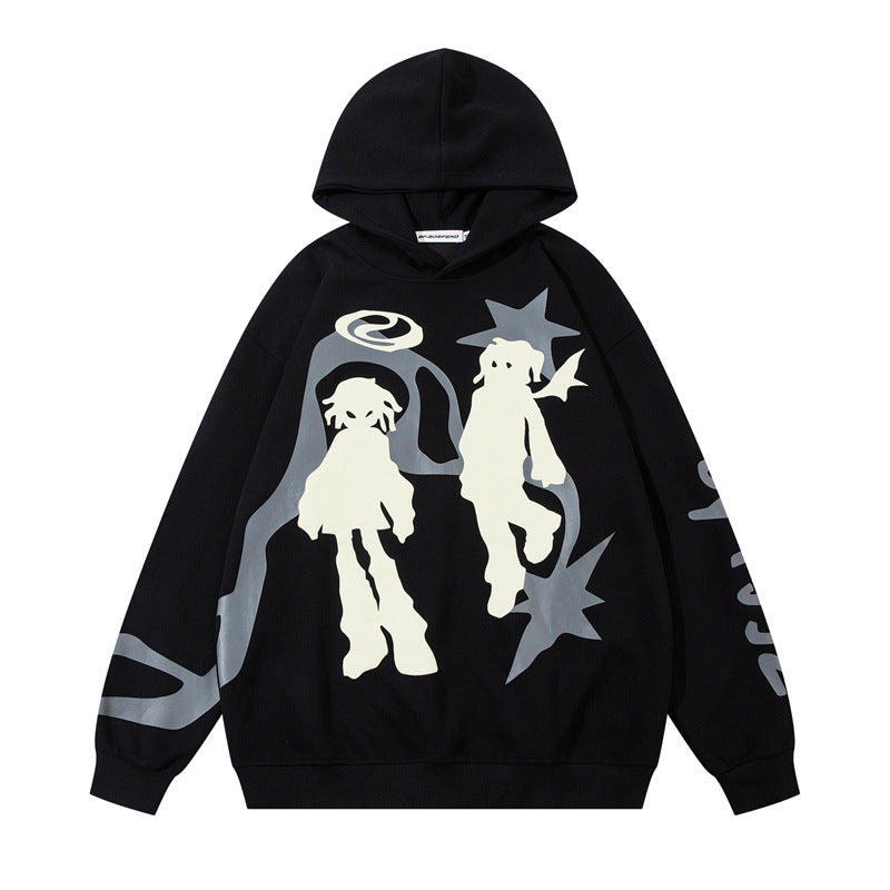 MEN’s Creative Cartoon Foam Printed Hoodie – Playful Streetwear with a Bold Edge