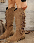 Suede Long Tube Tassel Boots