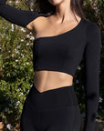 Women’s Sexy Nylon Pullover – Tight Long-Sleeve Cropped Top