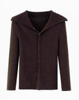 Women’s Slim Fit Cardigan Sweater – Lapel Collar Button-Up Knit with Contrast Trim, Maillard Brown Tone