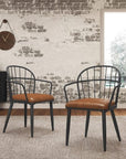 Indoor Upholstered Dining Chair With Metal Legs Set Of 2  ,Brown ( USA ONLY + 3 TO 5 DAYS SHIPPING)