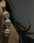 Long Metal Woven Lantern Hollow Stud Earrings