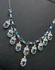 Women's Natural Blue Topaz Necklace - Sterling Silver Gemstone Jewelry (925 Silver Inlaid, Fashion Pendant Necklace)