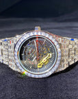 Hip Hop Full Square Diamond Luminous Hollow Mechanical Watch