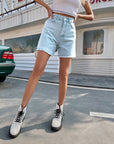 Women Loose High-Waist Denim Shorts – Casual Cotton Blend Summer Relaxed Fit Jean Shorts