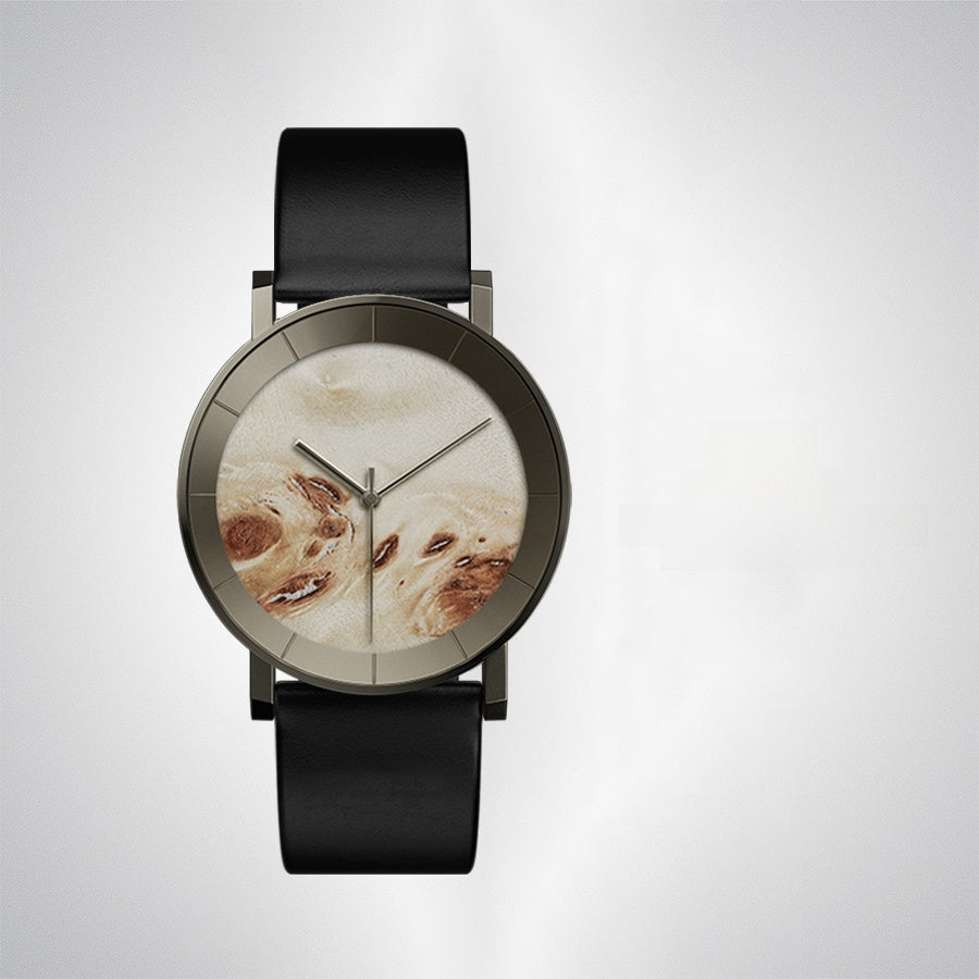 Wooden Watch Men – Natural Walnut Wood Quartz Analog Wristwatch with Leather Strap 3ATM Waterproof