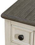 Dark Grey MDF Top And White Oak Drawer Living Room Side Cabinet ( USA ONLY + 3 TO 5 DAYS SHIPPING)