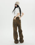 Leopard Jeans Wide Leg Loose Women