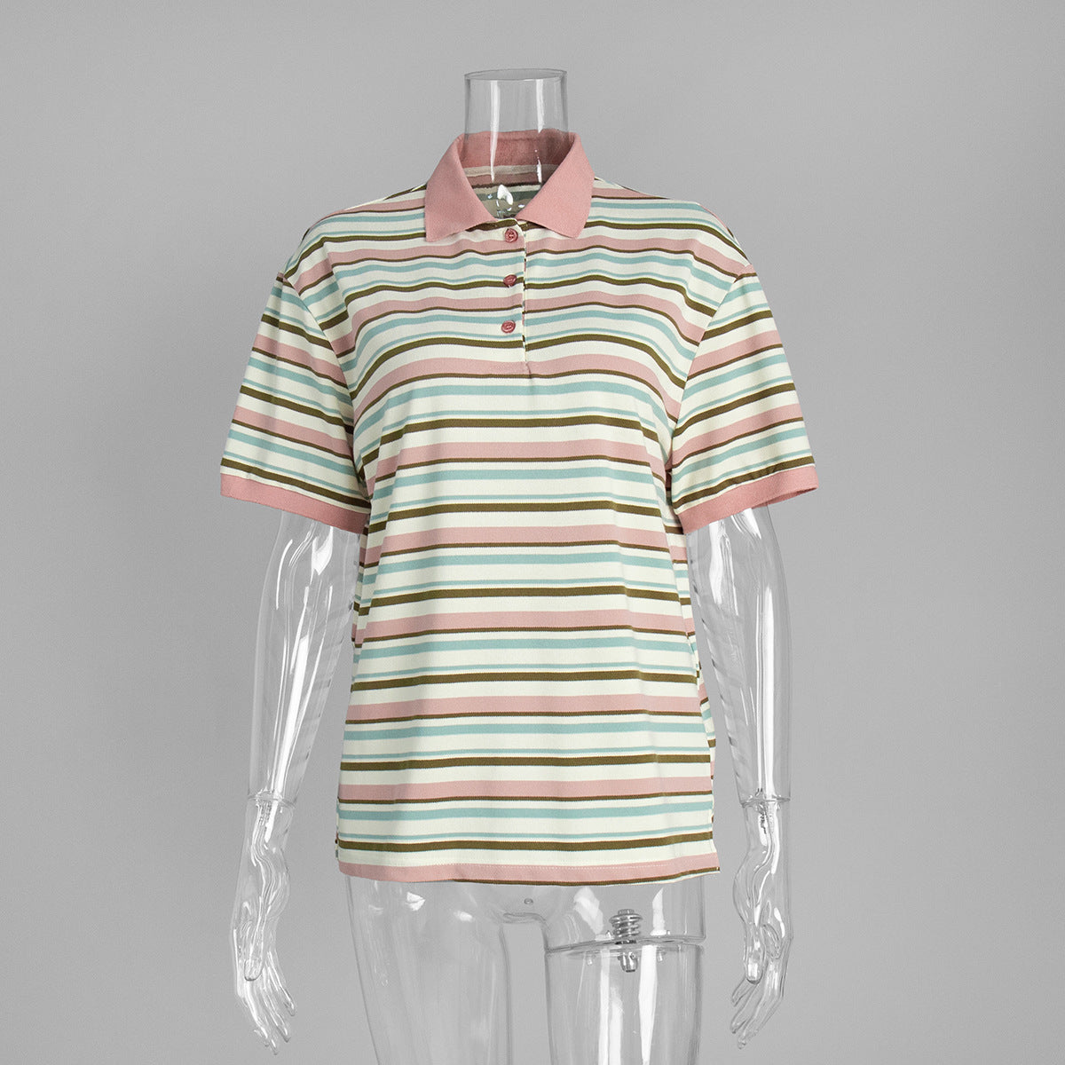 Women&#39;s Stripe Polo Shirt – Cotton