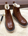 Leather With Fleece Lining Sheepskin Fur Snow Boots