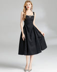 Women’s Handmade Rhinestone Slim-Fit Dress – Waist-Controlled Mid-Length Gown