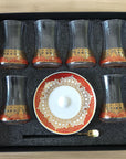 Gold Red Heat Resistant Tea Cup Glass Coffee Mug Set