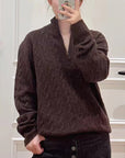 Embroidered Sweater Half Zipper Sweater  Slimming Short Top WOMEN