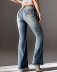 Women’s Vintage Embroidered Bootcut Jeans – Timeless Denim with a Modern Twist
