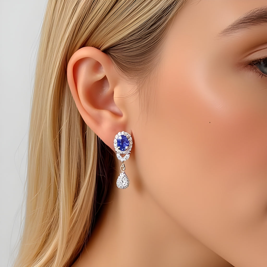 Natural Tanzanite  Stud Earrings women