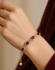 Bracelet en rubis naturel brûlé pour femme – Bijoux en argent sterling or rose et pierres précieuses (bracelet en cristal de guérison fabriqué à la main)