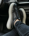 Men’s Breathable Slip-On Sneakers – Simple All-Match Cowhide Platform Casual Shoes