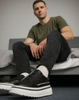 Men’s Breathable Slip-On Sneakers – Simple All-Match Cowhide Platform Casual Shoes