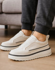 Men’s Breathable Slip-On Sneakers – Simple All-Match Cowhide Platform Casual Shoes