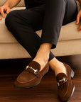 Men’s Genuine Leather Slip-On Shoes – Light Luxury Suede Beanie Loafers