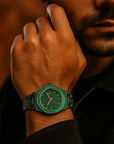 Men's Hip-Hop Full Rhinestone Quartz Watch , Luxury Green Alloy Fashion Timepiece