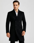 Men’s Woolen Slim-Fit Trench Coat – Classic Tailored Wool Overcoat