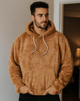 Men’s Khaki Hooded Sweater – European & American Style Autumn Pullover