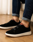 Men’s Genuine Leather Suede Soft-Bottom Casual Shoes – Cowhide Elastic-Band Ethnic-Style Versatile Footwear