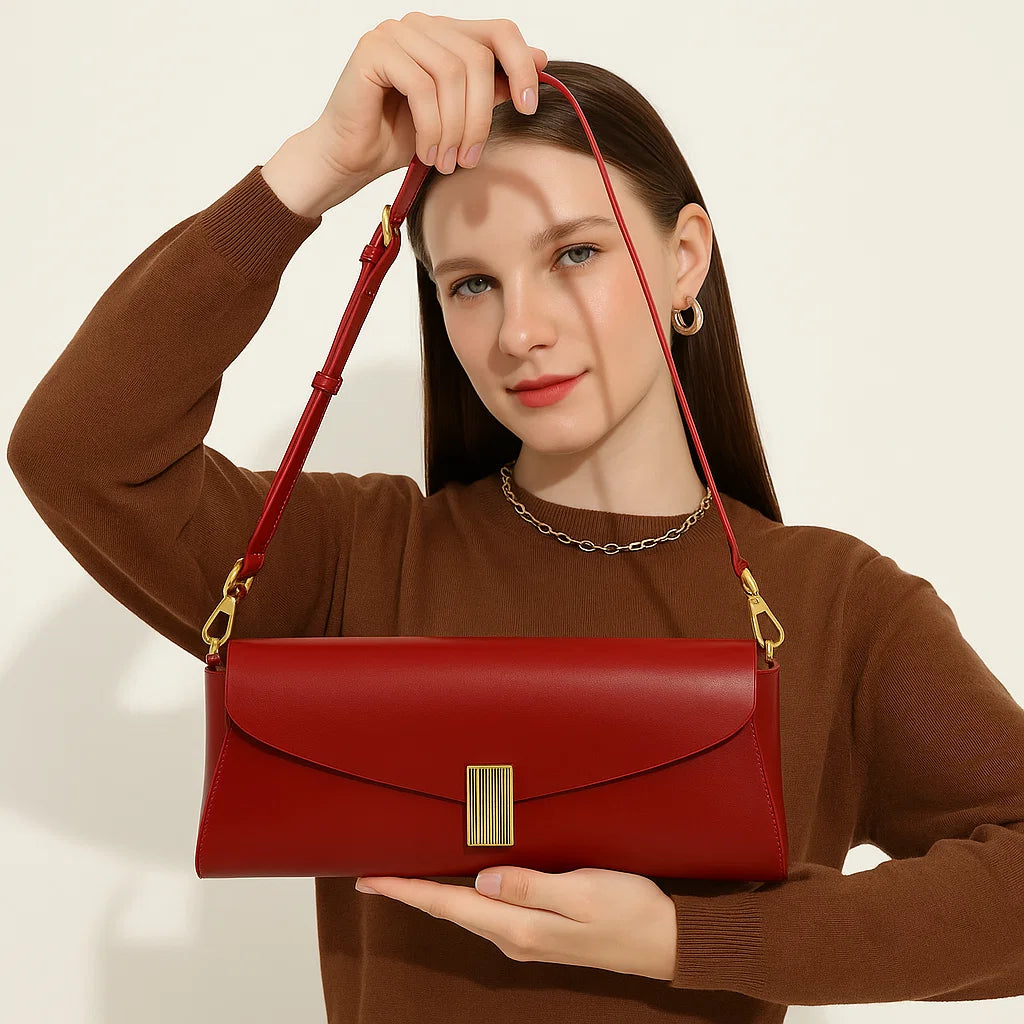 Women’s All-Match Genuine Leather Shoulder &amp; Crossbody Bag – Urban Simple Clamshell Pillow Design