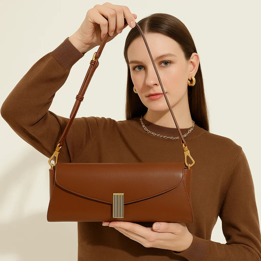 Women’s All-Match Genuine Leather Shoulder &amp; Crossbody Bag – Urban Simple Clamshell Pillow Design