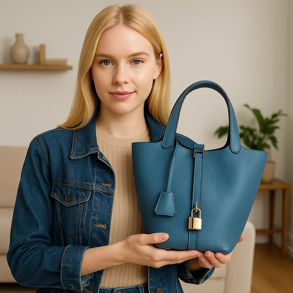 Women’s Genuine Leather Handbag – First-Layer Cowhide Urban Cylinder Bag