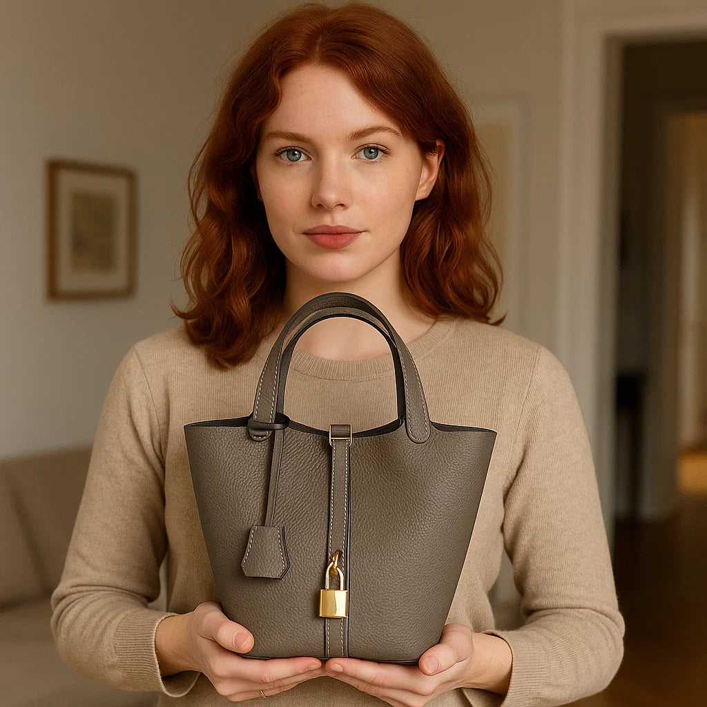 Women’s Genuine Leather Handbag – First-Layer Cowhide Urban Cylinder Bag