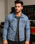 Men’s Top-Quality Blue Jacket – Slim-Fit Lightweight Lapel Design