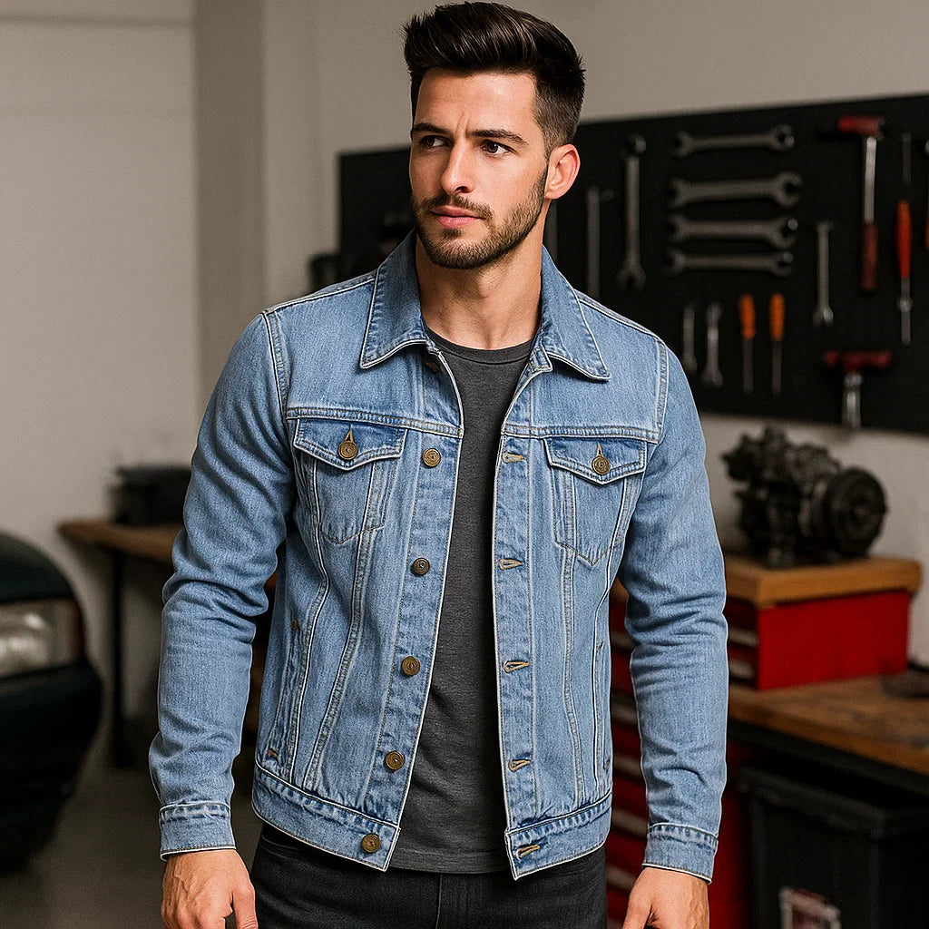 Men’s Top-Quality Blue Jacket – Slim-Fit Lightweight Lapel Design