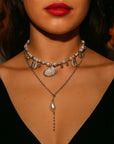 Women’s Beach Seashell & Imitation Pearl Double-Layer Necklace – Summer Sweater-Chain Style Pendant