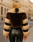 Women’s Faux Fur Short Lapel Coat – Ultra-Short Environmental-Friendly Fur Jacket