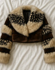 Women’s Faux Fur Short Lapel Coat – Ultra-Short Environmental-Friendly Fur Jacket