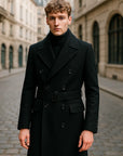 Men’s Extra-Long Sweater TRENCH Coat with Belt – Refined Winter Statement