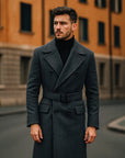 Men’s Extra-Long Sweater TRENCH Coat with Belt – Refined Winter Statement