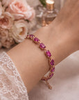 Women’s Natural Ruby Bracelet – 0.8ct Pre-Stone Gem, 18K Gold-Plated Hand-Inlaid 925 Silver Jewelry
