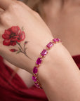 Women’s Natural Ruby Bracelet – 0.8ct Pre-Stone Gem, 18K Gold-Plated Hand-Inlaid 925 Silver Jewelry